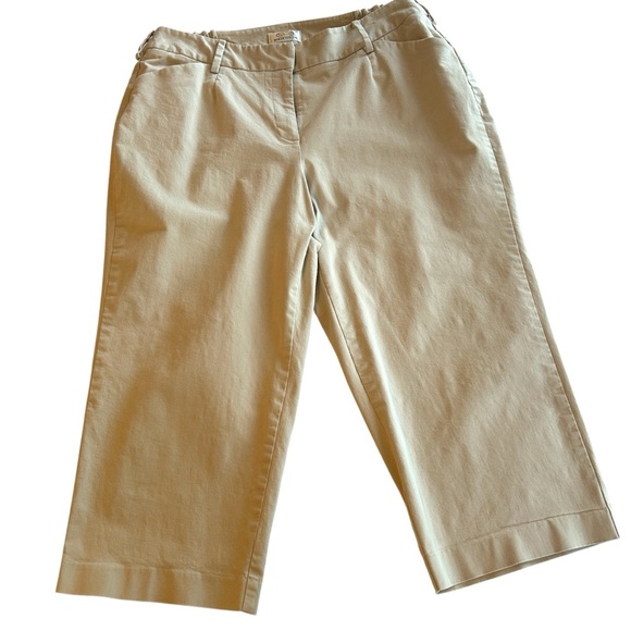 Talbots Capri Pants Khaki Tan Stretch Cropped Straight Leg 16W Petite - Picture 1 of 11